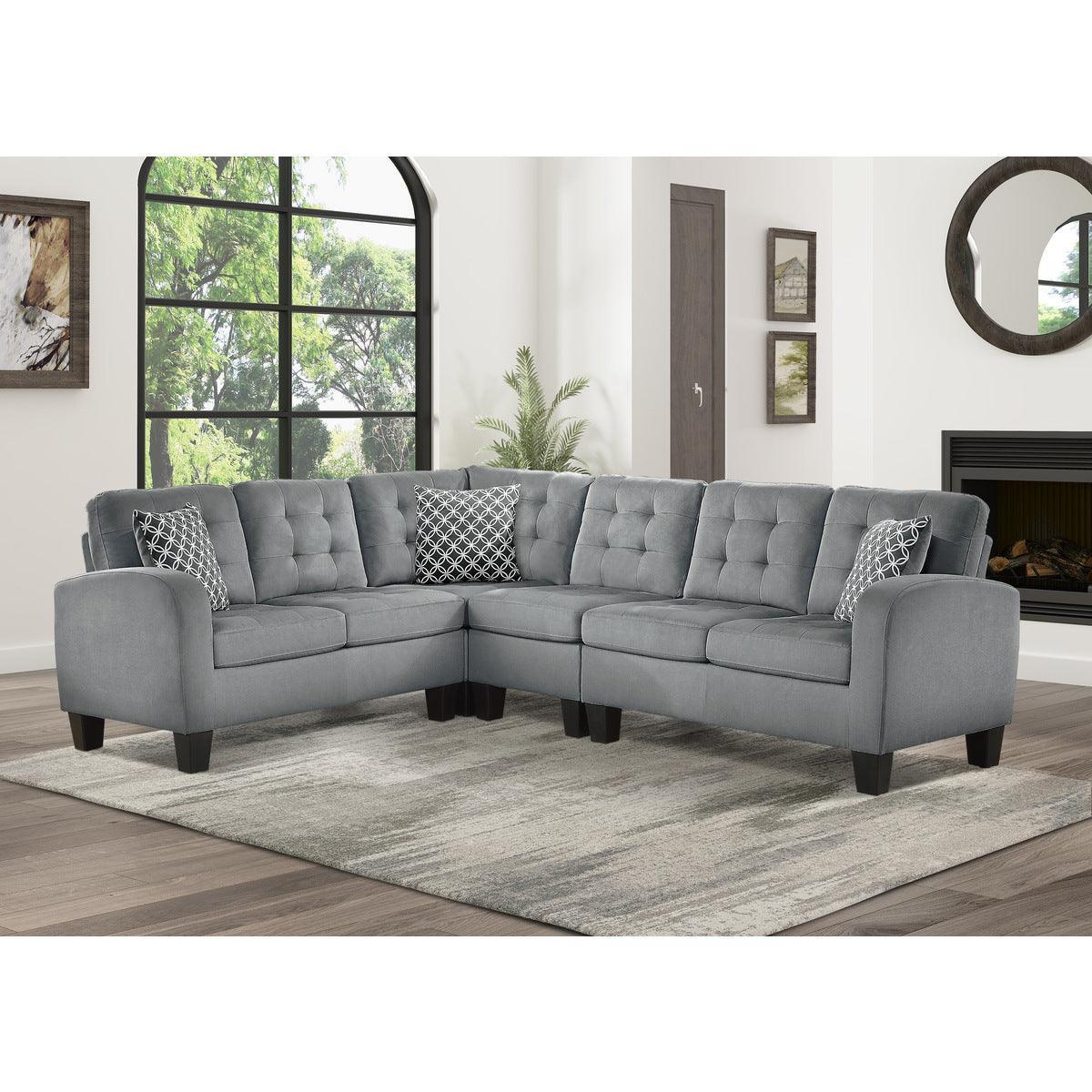 Sinclair Gray Solid Wood And Plywood Textured Fabric Upholstery 2-Piece Reversible Sectional - Ella Furniture