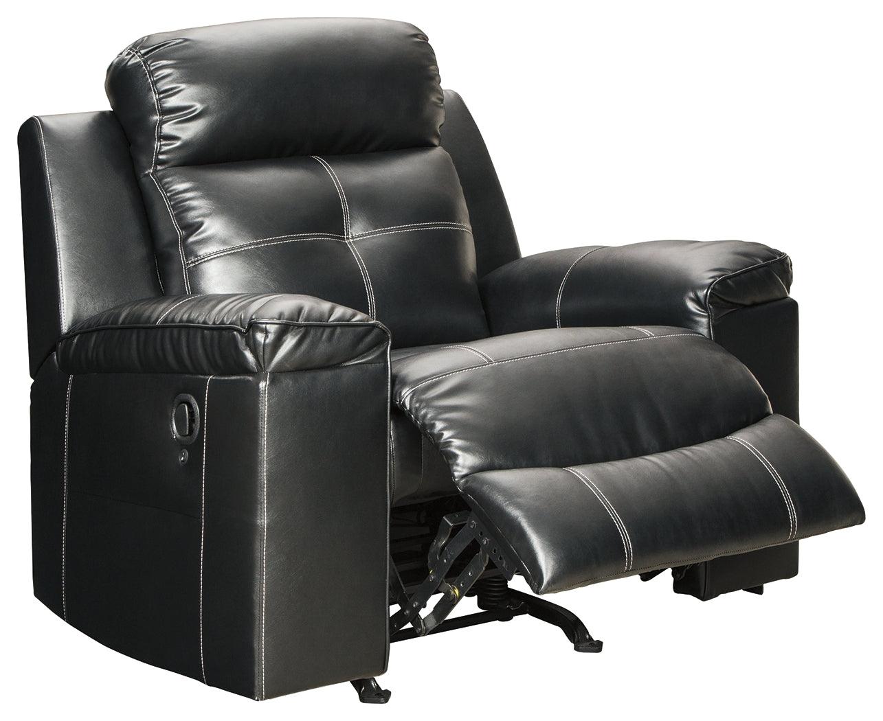 Kempten Black Faux Leather Recliner - Ella Furniture