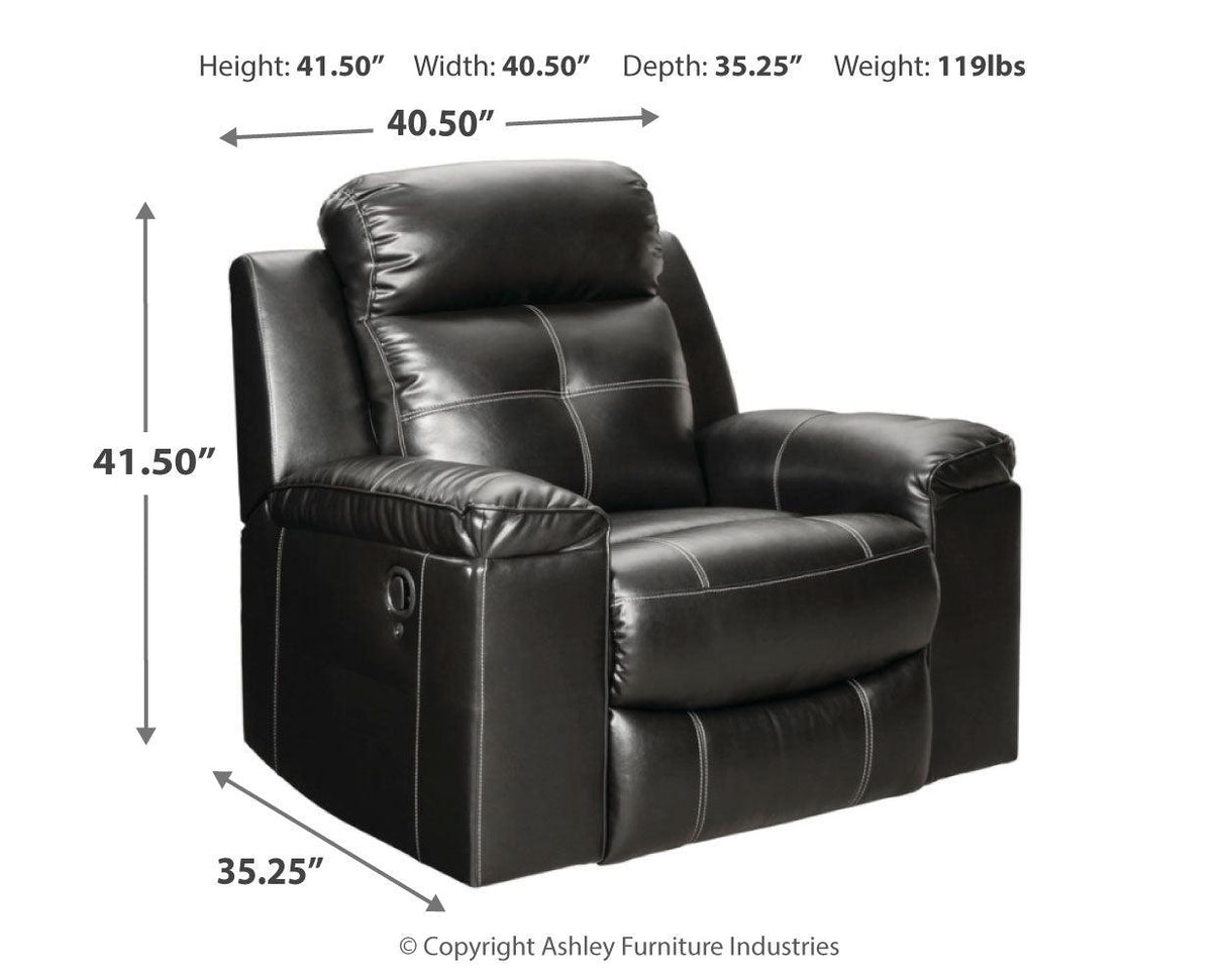 Kempten Black Faux Leather Recliner - Ella Furniture