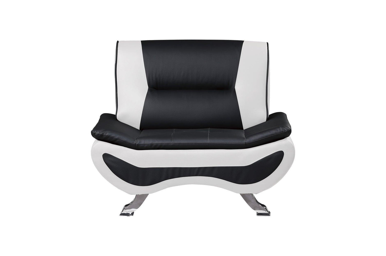 Veloce Black And White Modern Contemporary Faux Leather Upholstered Tufted 2Pc Set: Sofa, Love - Ella Furniture