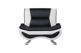 Veloce Black And White Modern Contemporary Faux Leather Upholstered Tufted 2Pc Set: Sofa, Love - Ella Furniture