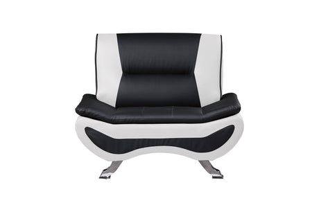 Veloce Black And White Modern Contemporary Faux Leather Upholstered Tufted 2Pc Set: Sofa, Love - Ella Furniture