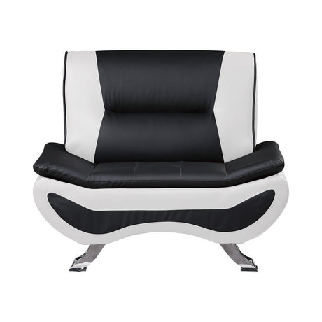 Veloce Black And White Contemporary Solid Wood And Plywood Faux Leather Polyester Upholstery Chair - Ella Furniture