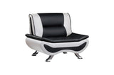 Veloce Black And White Modern Contemporary Faux Leather Upholstered Tufted 2Pc Set: Sofa, Love - Ella Furniture