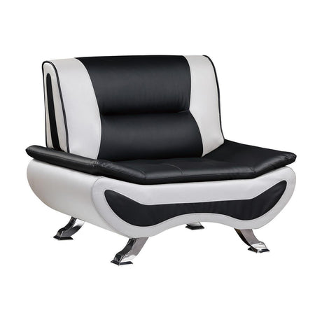 Veloce Black And White Contemporary Solid Wood And Plywood Faux Leather Polyester Upholstery Chair - Ella Furniture