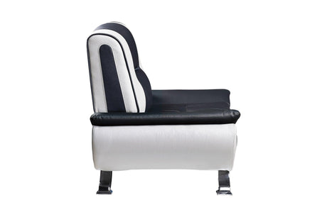 Veloce Black And White Modern Contemporary Faux Leather Upholstered Tufted 2Pc Set: Sofa, Love - Ella Furniture