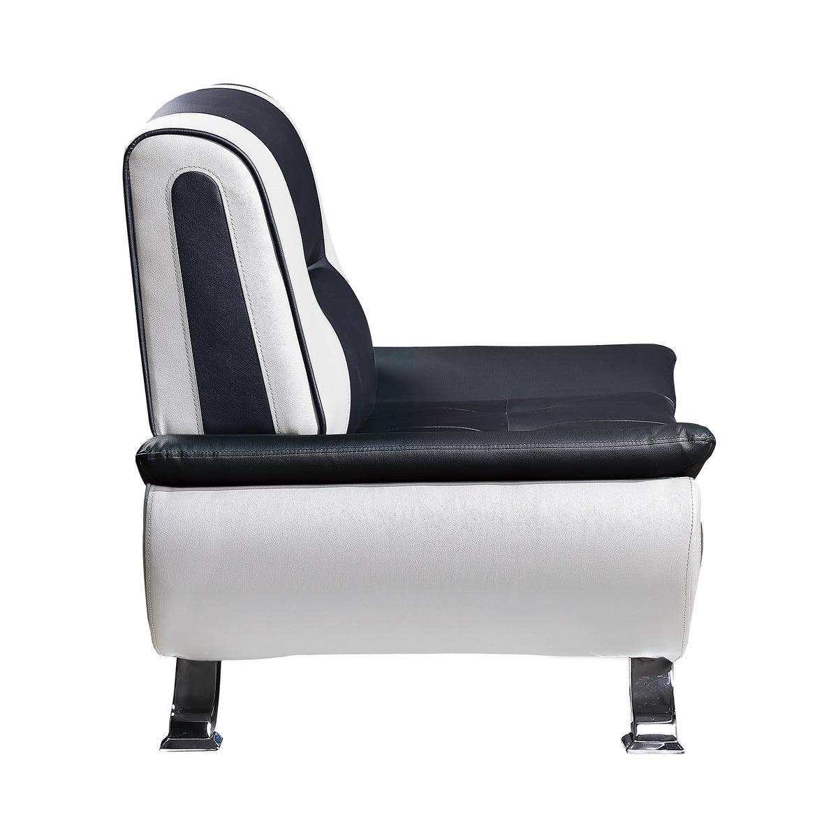 Veloce Black And White Contemporary Solid Wood And Plywood Faux Leather Polyester Upholstery Chair - Ella Furniture