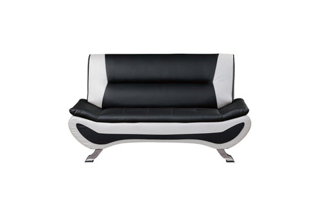 Veloce Black And White Modern Contemporary Faux Leather Upholstered Tufted 2Pc Set: Sofa, Love - Ella Furniture
