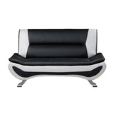 Veloce Black And White Contemporary Solid Wood And Plywood Faux Leather Upholstery Love Seat - Ella Furniture