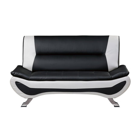 Veloce Black And White Contemporary Solid Wood And Plywood Faux Leather Upholstery Love Seat - Ella Furniture
