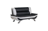 Veloce Black And White Modern Contemporary Faux Leather Upholstered Tufted 2Pc Set: Sofa, Love - Ella Furniture