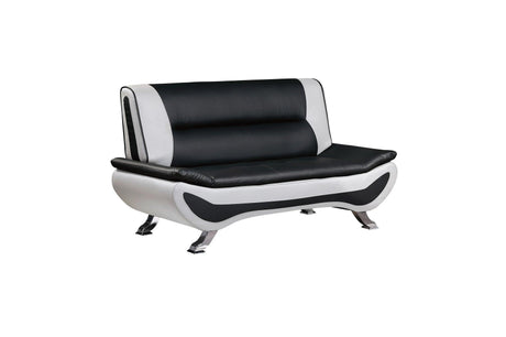 Veloce Black And White Modern Contemporary Faux Leather Upholstered Tufted 2Pc Set: Sofa, Love - Ella Furniture