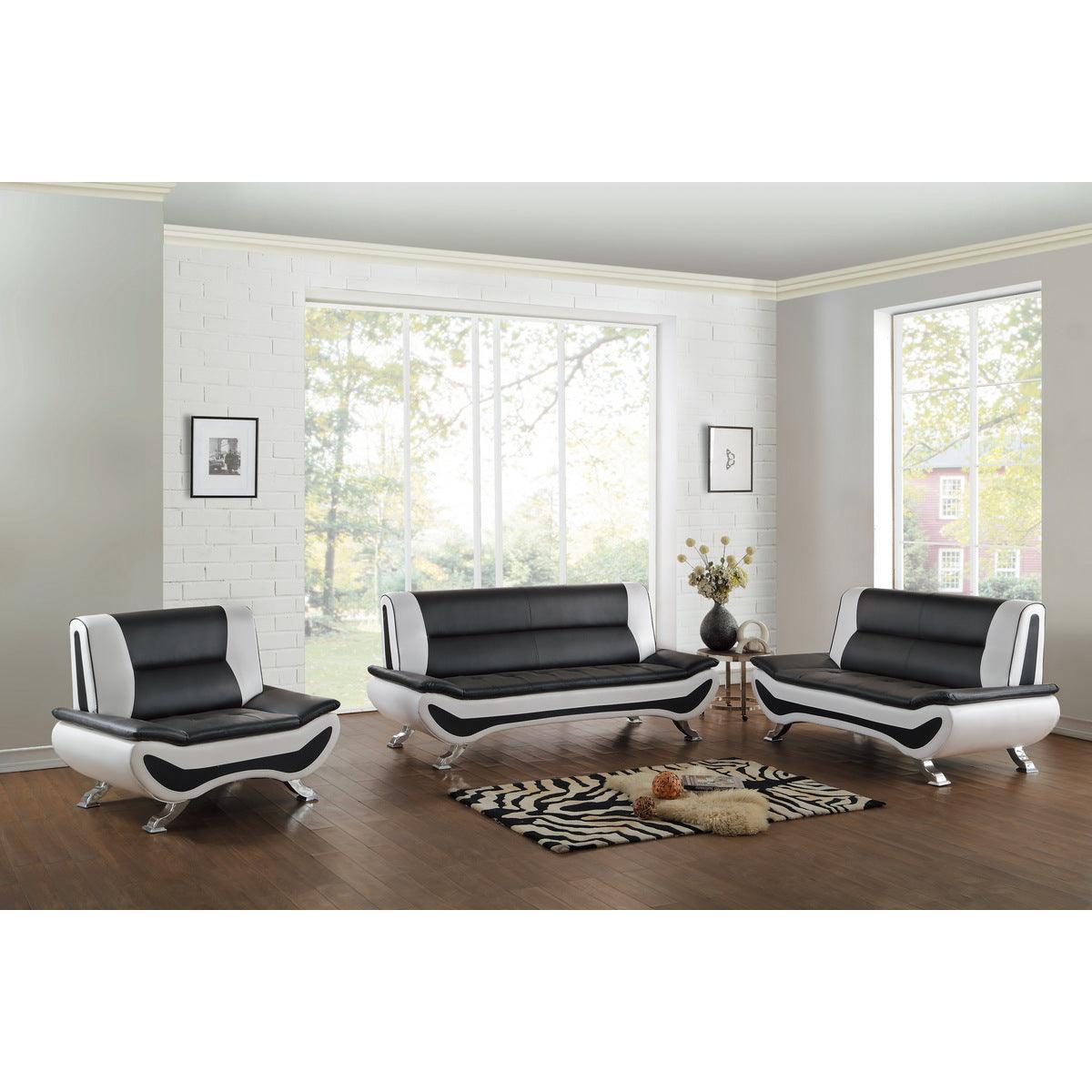 Veloce Black And White Contemporary Solid Wood And Plywood Faux Leather Polyester Upholstery Chair - Ella Furniture