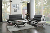 Veloce Black And White Modern Contemporary Faux Leather Upholstered Tufted 2Pc Set: Sofa, Love - Ella Furniture