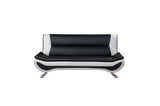 Veloce Black And White Modern Contemporary Faux Leather Upholstered Tufted 2Pc Set: Sofa, Love - Ella Furniture