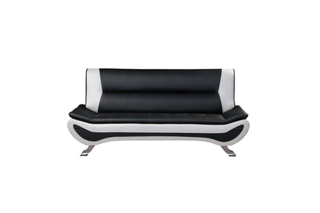Veloce Black And White Modern Contemporary Faux Leather Upholstered Tufted 2Pc Set: Sofa, Love - Ella Furniture