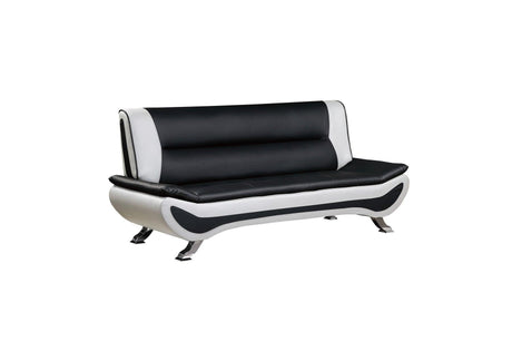 Veloce Black And White Modern Contemporary Faux Leather Upholstered Tufted 2Pc Set: Sofa, Love - Ella Furniture