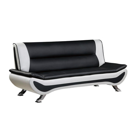 Veloce Black And White Contemporary Solid Wood And Plywood Faux Leather Polyester Upholstery Sofa - Ella Furniture