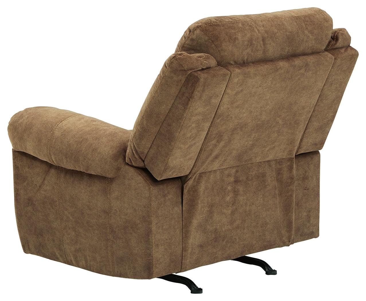 Huddle-up Nutmeg Microfiber Recliner - Ella Furniture