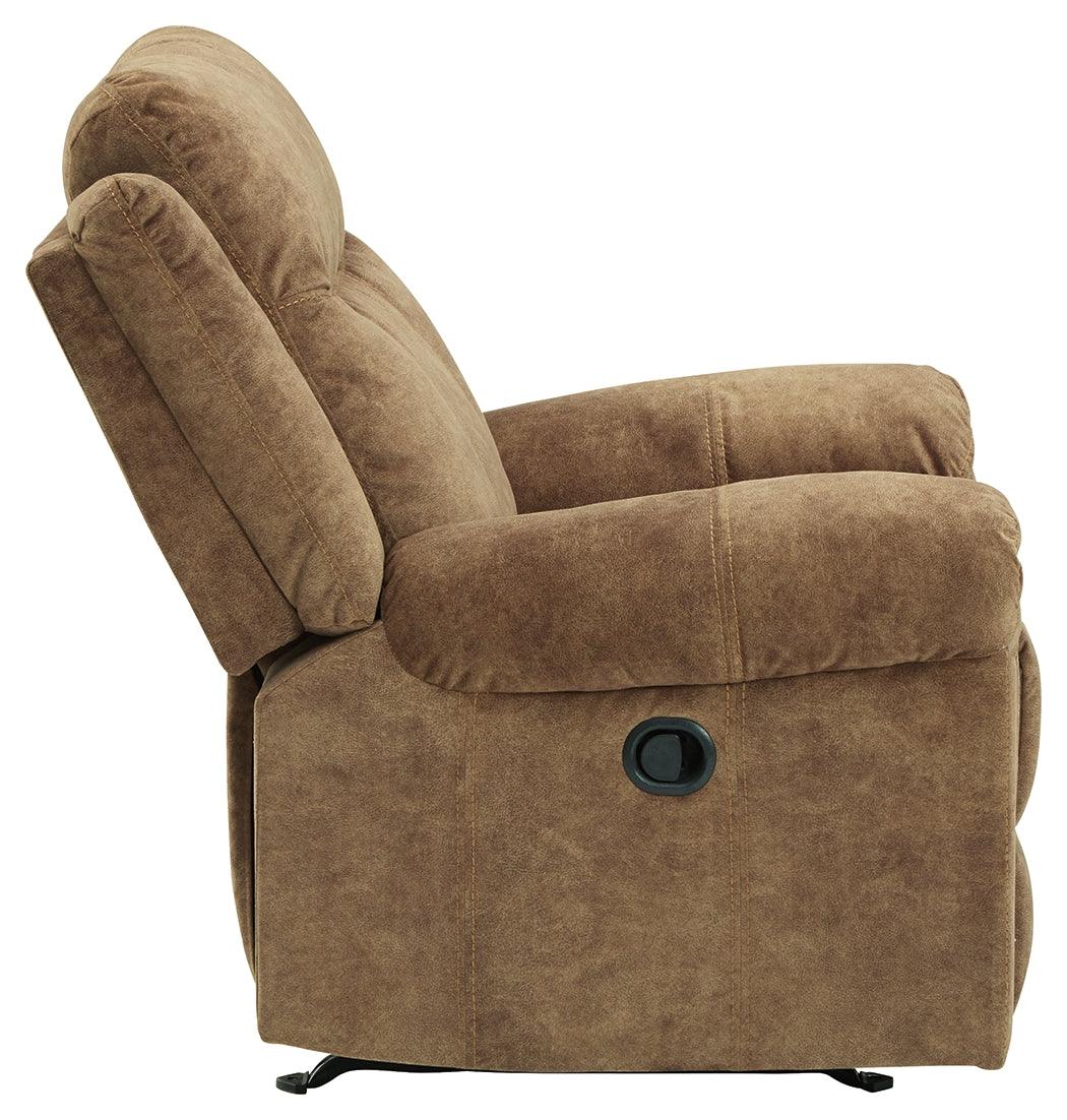 Huddle-up Nutmeg Microfiber Recliner - Ella Furniture