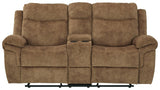 Huddle-up Nutmeg Microfiber Recliner - Ella Furniture