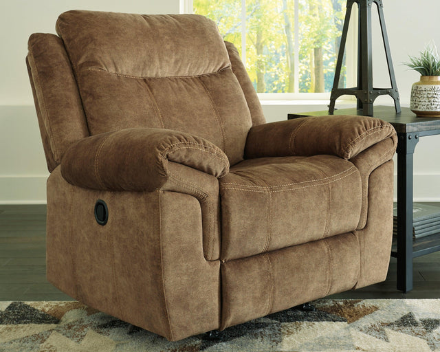 Huddle-up Nutmeg Microfiber Recliner - Ella Furniture