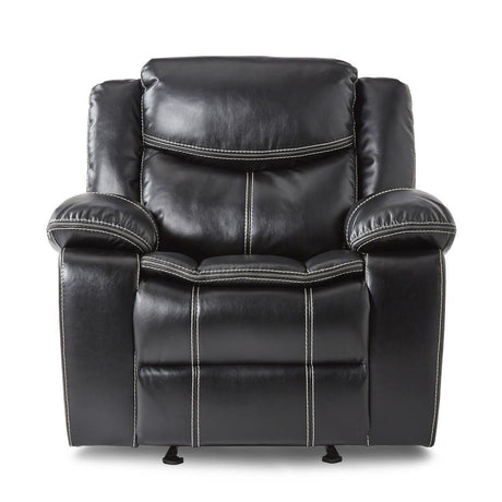 Bastrop Black Glider Solid Wood And Plywood Premium Faux Leather Upholstered Reclining Chair - Ella Furniture
