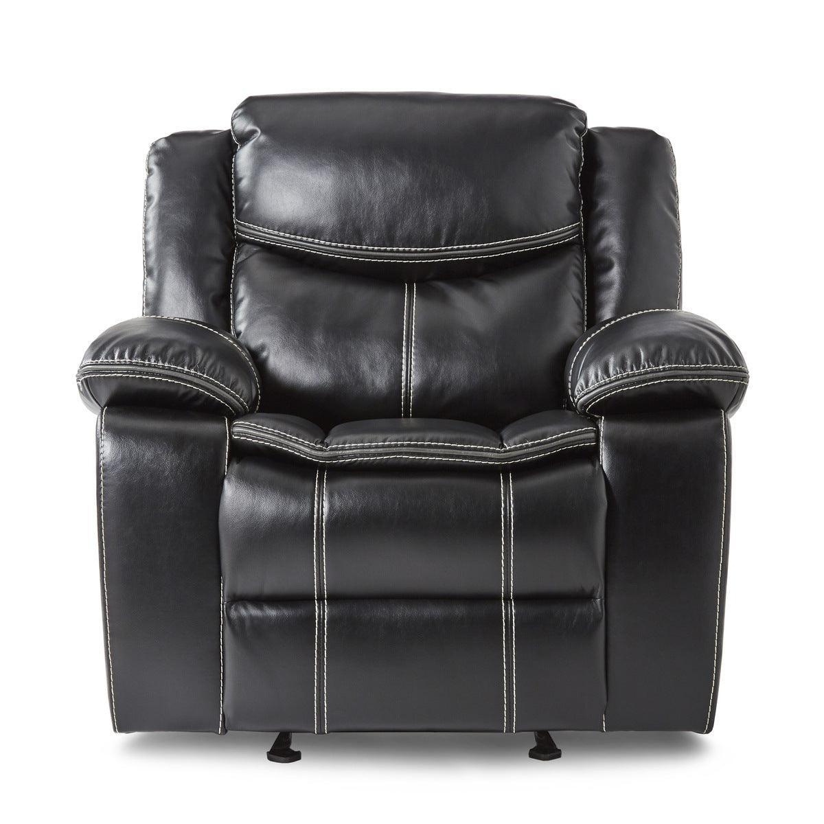 Bastrop Black Glider Solid Wood And Plywood Premium Faux Leather Upholstered Reclining Chair - Ella Furniture