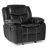 Bastrop Black Glider Solid Wood And Plywood Premium Faux Leather Upholstered Reclining Chair - Ella Furniture