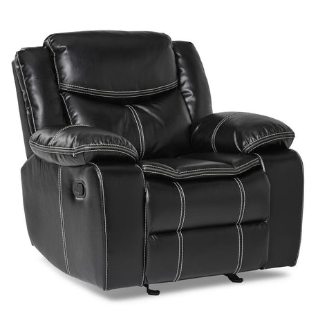 Bastrop Black Glider Solid Wood And Plywood Premium Faux Leather Upholstered Reclining Chair - Ella Furniture