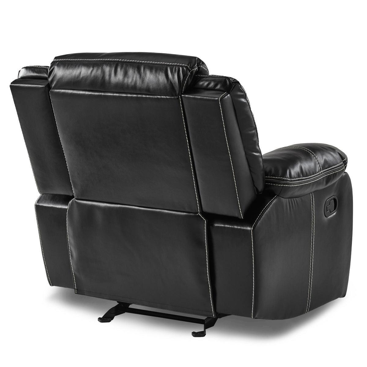 Bastrop Black Glider Solid Wood And Plywood Premium Faux Leather Upholstered Reclining Chair - Ella Furniture