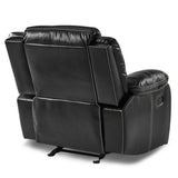 Bastrop Black Glider Solid Wood And Plywood Premium Faux Leather Upholstered Reclining Chair - Ella Furniture