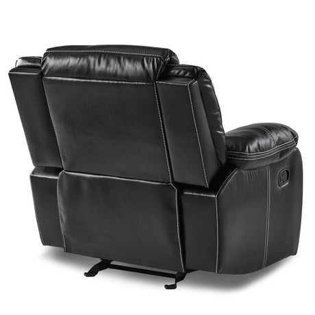 Bastrop Black Glider Solid Wood And Plywood Premium Faux Leather Upholstered Reclining Chair - Ella Furniture