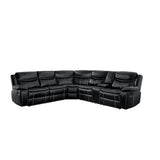 Bastrop Black Solid Wood Premium Faux Leather Upholstery 3-Piece Sectional With Right Console - Ella Furniture