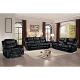 Bastrop Black Glider Solid Wood And Plywood Premium Faux Leather Upholstered Reclining Chair - Ella Furniture