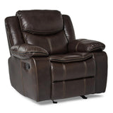 Bastrop Brown Solid Wood And Plywood Premium Faux Leather Upholstery Glider Reclining Chair - Ella Furniture