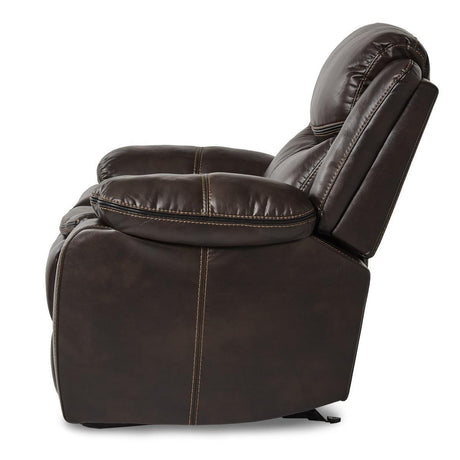 Bastrop Brown Solid Wood And Plywood Premium Faux Leather Upholstery Glider Reclining Chair - Ella Furniture