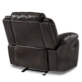 Bastrop Brown Solid Wood And Plywood Premium Faux Leather Upholstery Glider Reclining Chair - Ella Furniture