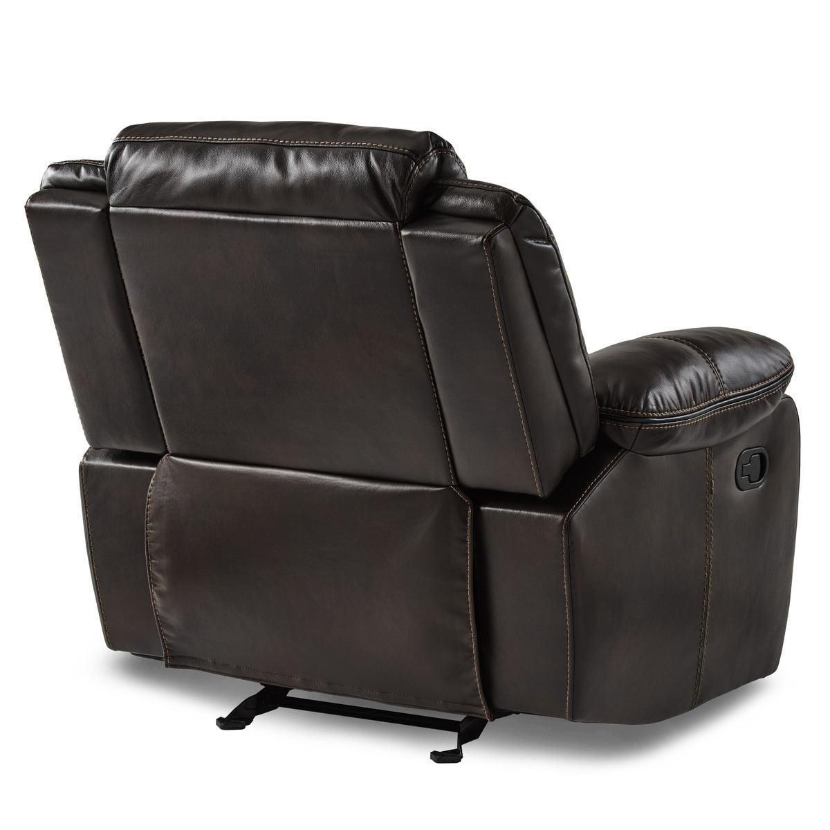 Bastrop Brown Solid Wood And Plywood Premium Faux Leather Upholstery Glider Reclining Chair - Ella Furniture