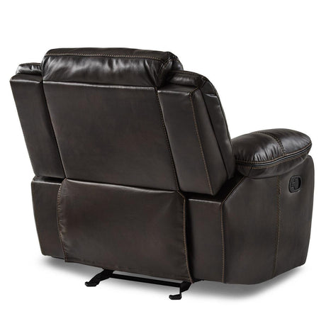 Bastrop Brown Solid Wood And Plywood Premium Faux Leather Upholstery Glider Reclining Chair - Ella Furniture