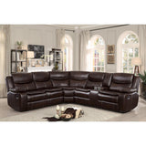 Bastrop Brown Solid Wood Premium Faux Leather Upholstery 3-Piece Sectional With Right Console - Ella Furniture