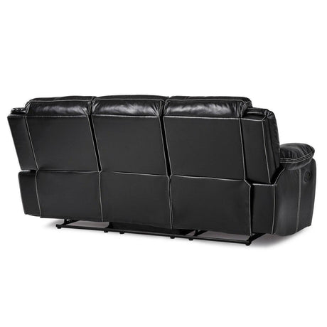 Bastrop Black Solid Wood And Plywood Premium Faux Leather Double Reclining Sofa - Ella Furniture