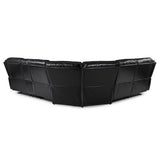 Bastrop Black Solid Wood Premium Faux Leather Upholstery 3-Piece Sectional With Right Console - Ella Furniture