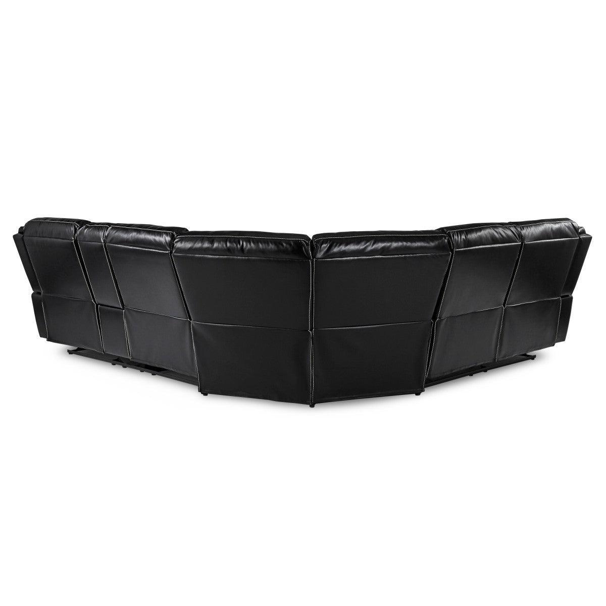 Bastrop Black Solid Wood Premium Faux Leather Upholstery 3-Piece Sectional With Right Console - Ella Furniture