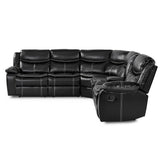Bastrop Black Solid Wood Premium Faux Leather Upholstery 3-Piece Sectional With Right Console - Ella Furniture