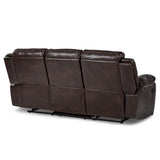 Bastrop Brown Solid Wood And Plywood Faux Leather Upholstery Double Reclining Sofa - Ella Furniture
