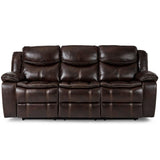 Bastrop Brown Solid Wood And Plywood Faux Leather Upholstery Double Reclining Sofa - Ella Furniture