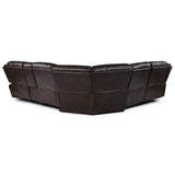 Bastrop Brown Solid Wood Premium Faux Leather Upholstery 3-Piece Sectional With Right Console - Ella Furniture