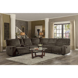 Shreveport Brown Solid Wood And Plywood Fabric Upholstered 6-Piece Modular Reclining Sectional - Ella Furniture