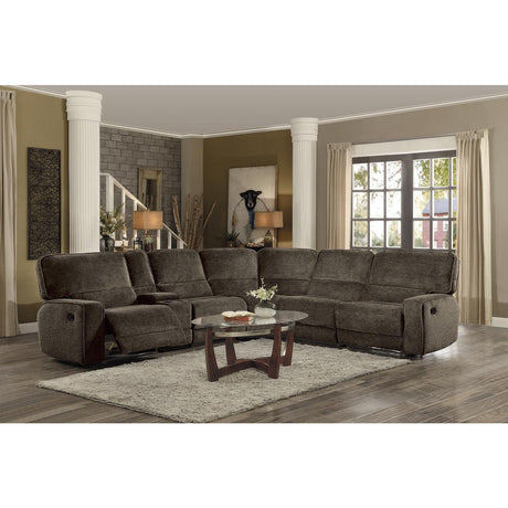 Shreveport Brown Solid Wood And Plywood Fabric Upholstered 6-Piece Modular Reclining Sectional - Ella Furniture